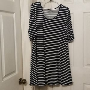 Green and White striped dress